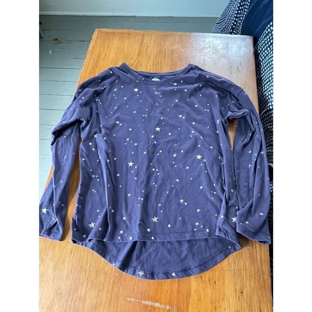 Bundle of old Navy long sleeve tops gold striped, navy and purple with gold and